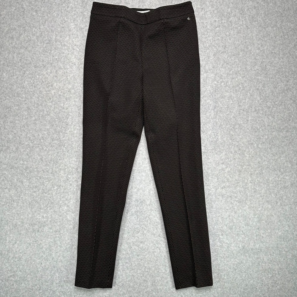 Max Mara Womens 6 Black Brown Geometric Pattern Tailored Career Pants Italy Made